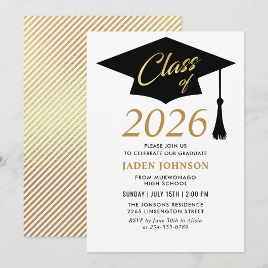 Invitation Modern Simple Class of 2025 Graduation Party (Devant / Derrière)