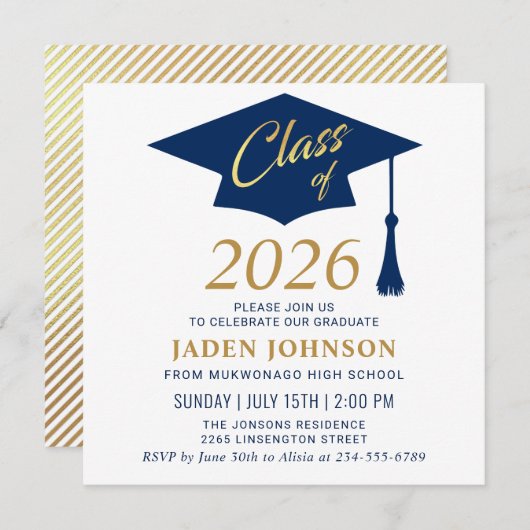 Invitation Modern Simple Class of 2025 Graduation Party (Devant / Derrière)