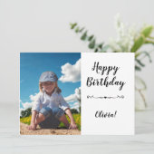 Invitation Modern Simple Custom Photo Birthday Greeting Card (Debout devant)
