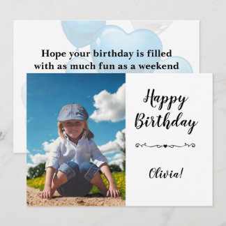 Invitation Modern Simple Custom Photo Birthday Greeting Card