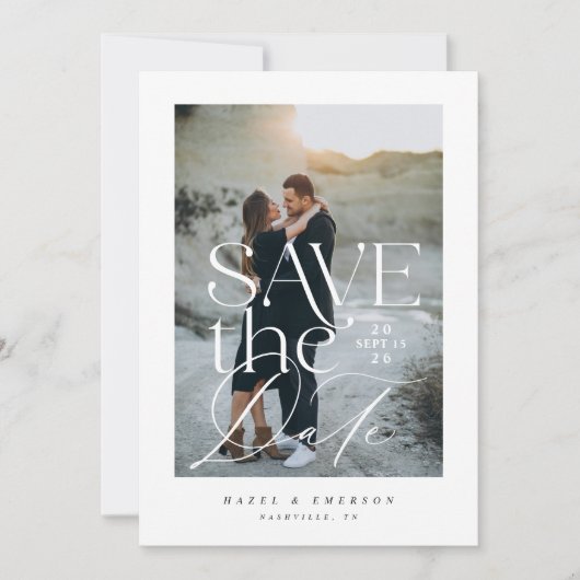 Invitation Modern Simple Elegant Texte Photo Enregistrer la d (Devant)