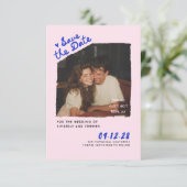 Invitation Modern Simple Fun Handwritten Save The Date Photo (Debout devant)