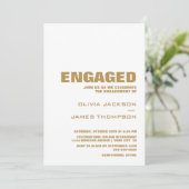 Invitation Modern Simple Gold and White Engagement Party (Debout devant)