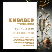 Invitation Modern Simple Gold and White Engagement Party