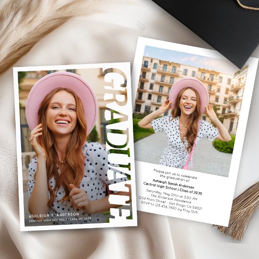 Invitation Modern Simple Graduate 2 Photo Graduation Party 