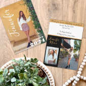 Invitation Modern Simple Graduate Photo Nom Black Gold