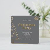 Invitation Modern Simple Grey and Gold Christmas Party Square (Debout devant)
