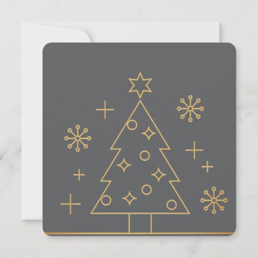 Invitation Modern Simple Grey and Gold Christmas Party Square (Dos)