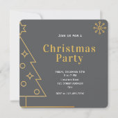 Invitation Modern Simple Grey and Gold Christmas Party Square (Devant)