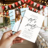 Invitation Modern Simple Let's Party Script Birthday Photo