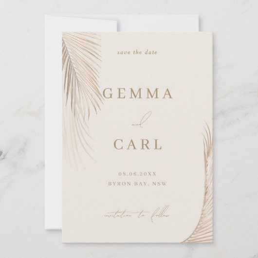 Invitation Modern Simple Palm Feuilles mariage Enregistrer la (Devant)