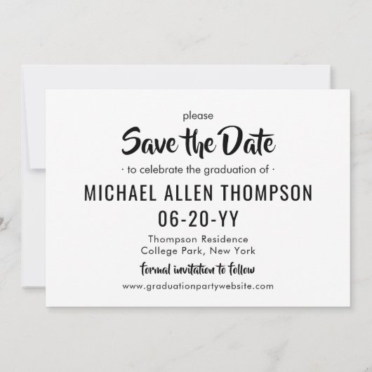 Invitation Modern Simple Photo Graduation Party Enregistrer l (Dos)
