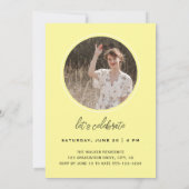Invitation Modern Simple Script Jaune Photo Party Graduation (Dos)