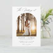 Invitation Modern Simple Script Qr Code Arch Mariage photo (Debout devant)