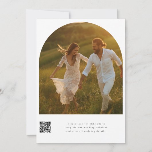Invitation Modern Simple Script Qr Code Arch Mariage photo (Dos)