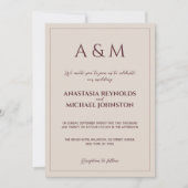 Invitation Modern simple tan minimalist wedding (Devant)