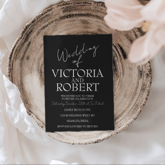 Invitation Modern Simple Wedding Engagement Black