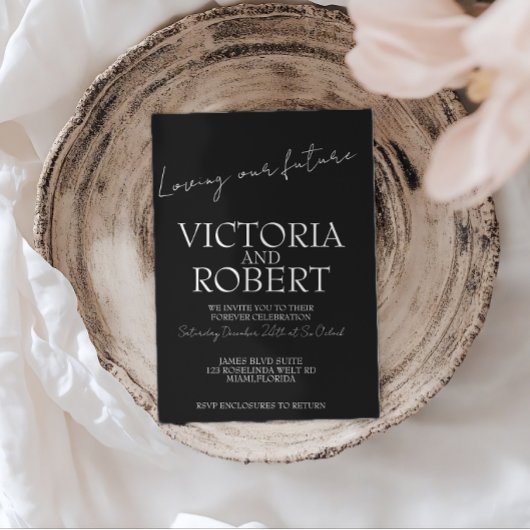 Invitation Modern Simple Wedding Engagement Black Quote