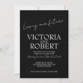 Invitation Modern Simple Wedding Engagement Black Quote (Devant)