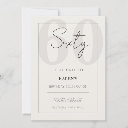 Invitation Modern Sixty 60th Birthday Celebration (Devant)