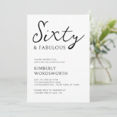 Invitation Modern Sixty and Fabulous Script 60th Birthday (Debout devant)