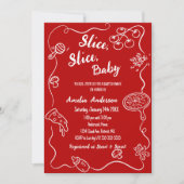 Invitation Modern Slice Slice Baby Red Baby Shower (Devant)