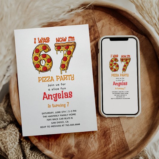 Invitation Modern Slice Slice Boy Six Seven Birthday Party