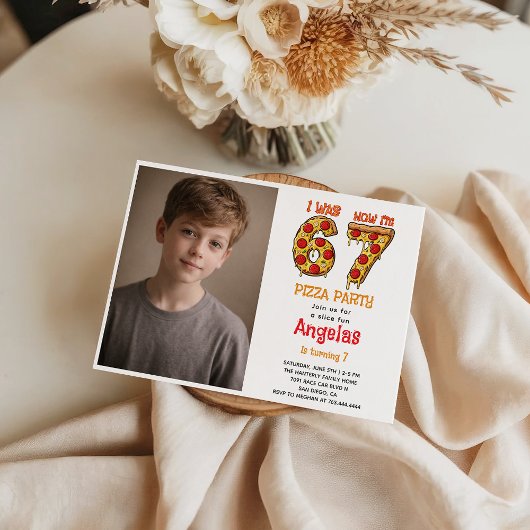 Invitation Modern Slice Slice Boy Six Seven Birthday Party