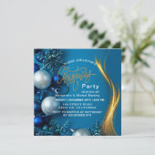 Invitation Modern snowflake pine navy winter Christmas party  (Debout devant)