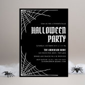 Invitation Modern Spider Web Black Halloween Party