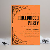 Invitation Modern Spider Web Orange Halloween Party