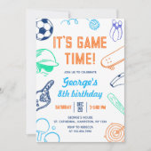 Invitation Modern Sports It's Game Time! Kids Birthday (Devant)