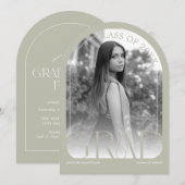 Invitation Modern Stone Grey Arch Photo Graduation Party (Devant / Derrière)