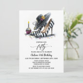 Invitation Modern Striped High Heel Shoes 50th Birthday (Debout devant)