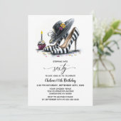 Invitation Modern Striped High Heel Shoes 60th Birthday (Debout devant)