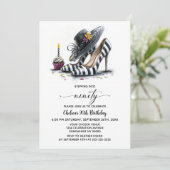 Invitation Modern Striped High Heel Shoes 90th Birthday (Debout devant)