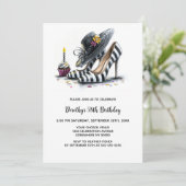 Invitation Modern Striped High Heel Shoes Birthday Party (Debout devant)