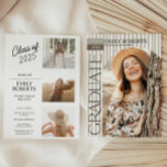 Invitation Modern Stripes Photo Graduation Announcement<br><div class="desc">Celebrate your graduate’s big achievement with a modern graduation announcement invitation! Featuring a stylish design with a large photo on the front and three additional photos on the back, this personalized card is perfect for sharing your special moment with family and friends. Ideal for high school or college graduates, this...</div>