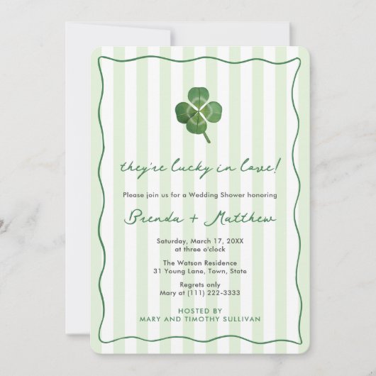 Invitation Modern Stripes St Patrick's Couples Wedding Shower (Devant)