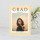 Invitation Modern Stylish Beige Polaroid Photo Graduation (Debout devant)