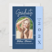 Invitation Modern Stylish Blue Arch Photo Graduation Party  (Devant)