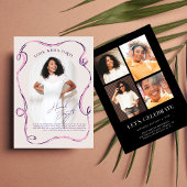 Invitation Modern Stylish Ribbon Frame Photo Birthday