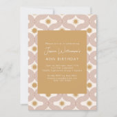 Invitation Modern Sun Moon Line Terracotta Gold 40th Birthday (Devant)