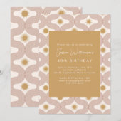 Invitation Modern Sun Moon Line Terracotta Gold 40th Birthday (Devant / Derrière)