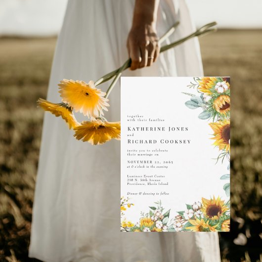 Invitation Modern Sunflowers No Parents Wedding