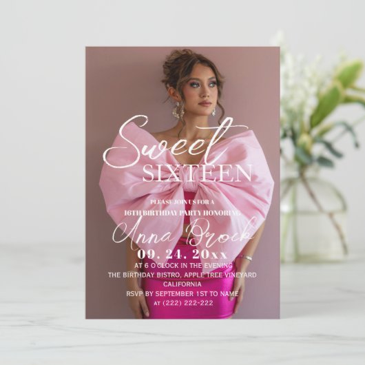 Invitation Modern Sweet 16 Photo Birthday Party (Debout devant)