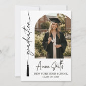 Invitation Modern Tassel Script Photo Graduation Invite (Devant)