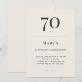 Invitation Modern Taupe & Cream 70th Birthday Celebration (Devant / Derrière)