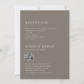 Invitation Modern Taupe Minimalist Wedding 2 Sided QR Code (Dos)