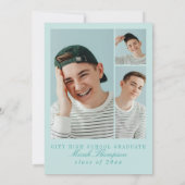Invitation Modern Teal Blue Photo Graduation Party (Dos)